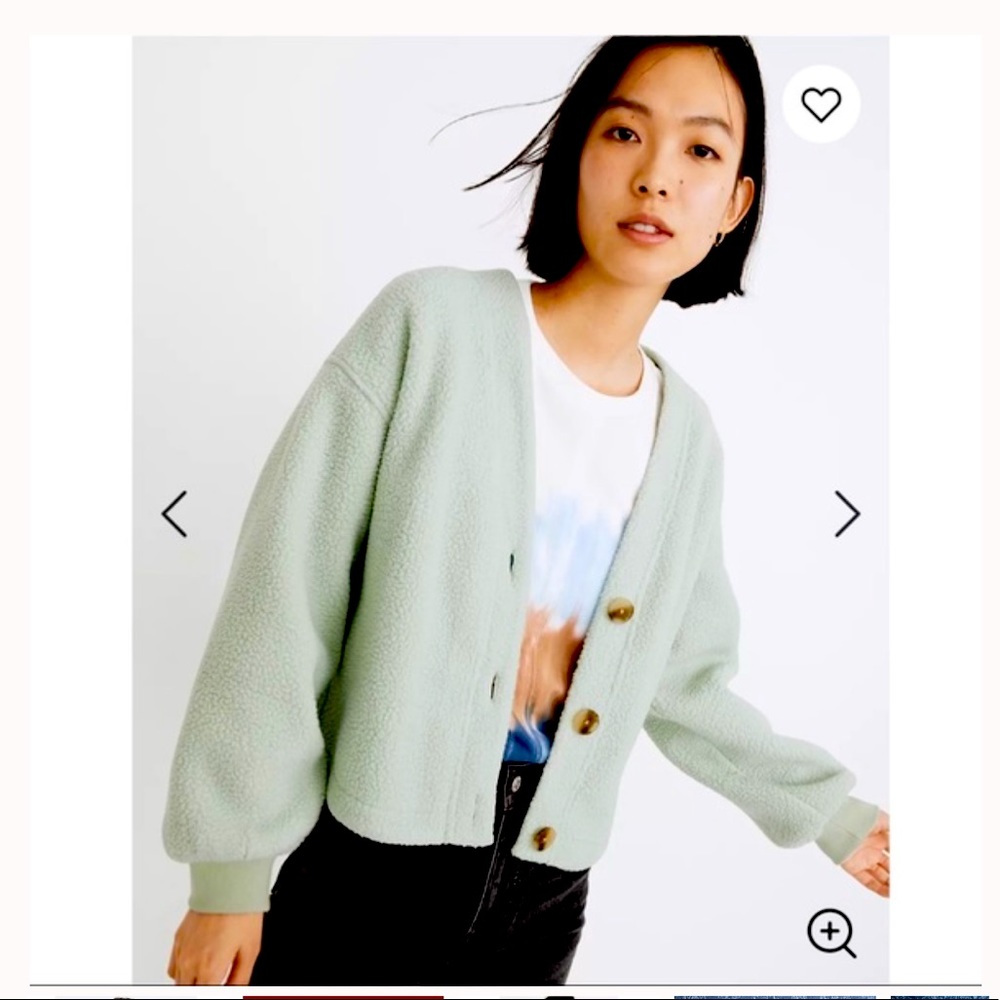 Madewell (Re)sourced Fleece Crop Cardigan Mint M